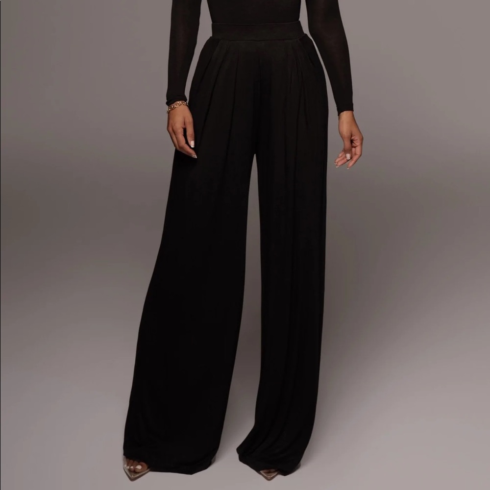 JLUXBASIX BLACK DEVYN WIDE LEG PANTS XXL